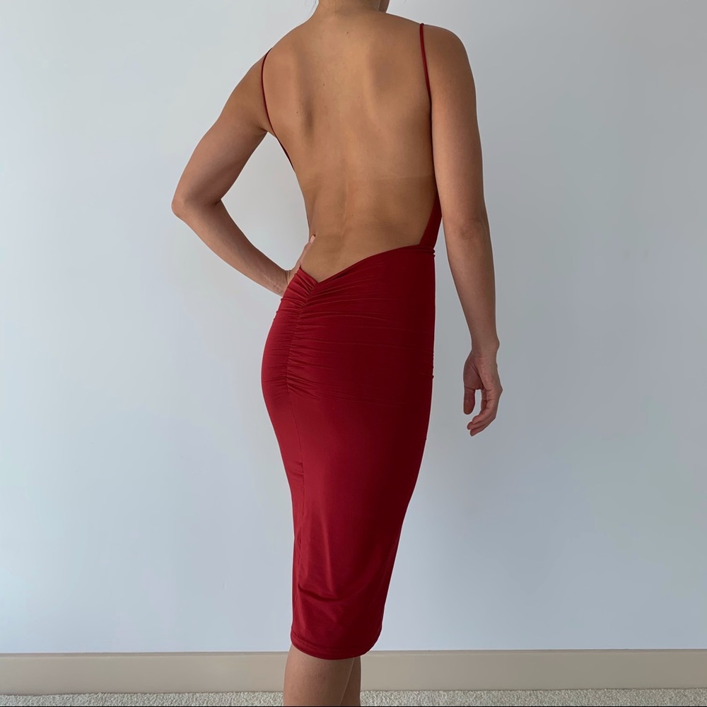Alamour Dark Red Backless Dress XS